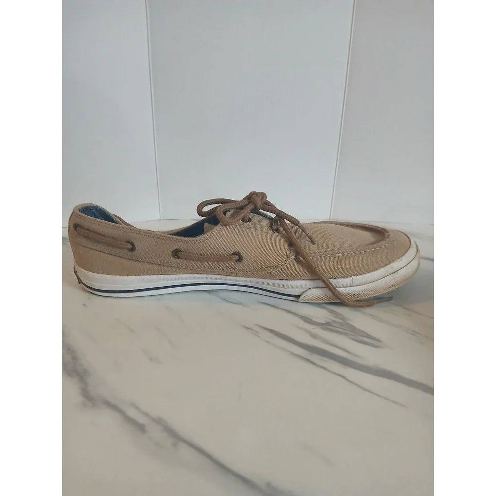 Tommy Hilfiger Men’s Size 9.5 Canvas Boat Shoes Tan Lace Up Casual Deck